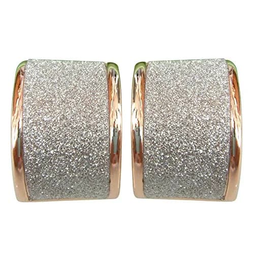Navachi 18k Gold Plated Square Rainbow Silver Glitter Omega Earrings | Elegant & Durable (70-120 chars) thumbnail 1