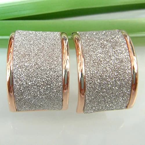 Navachi 18k Gold Plated Square Rainbow Silver Glitter Omega Earrings | Elegant & Durable (70-120 chars) thumbnail 2