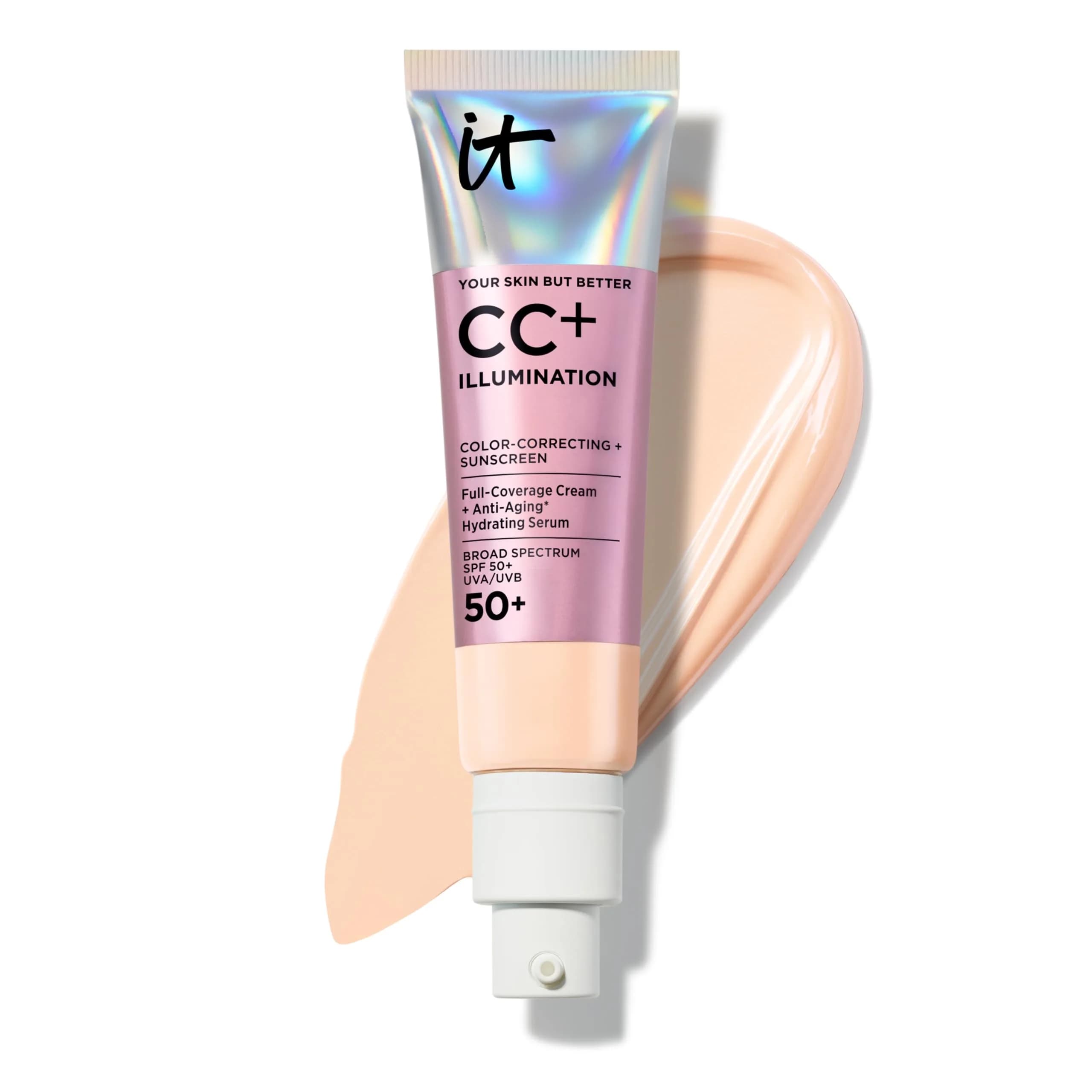 IT Cosmetics CC+ Cream Illumination SPF 50+ Medium 32ml (1.08 fl oz) | Hydrating Serum & Sunscreen — 01 Fair (ivory shade with warm undertones)