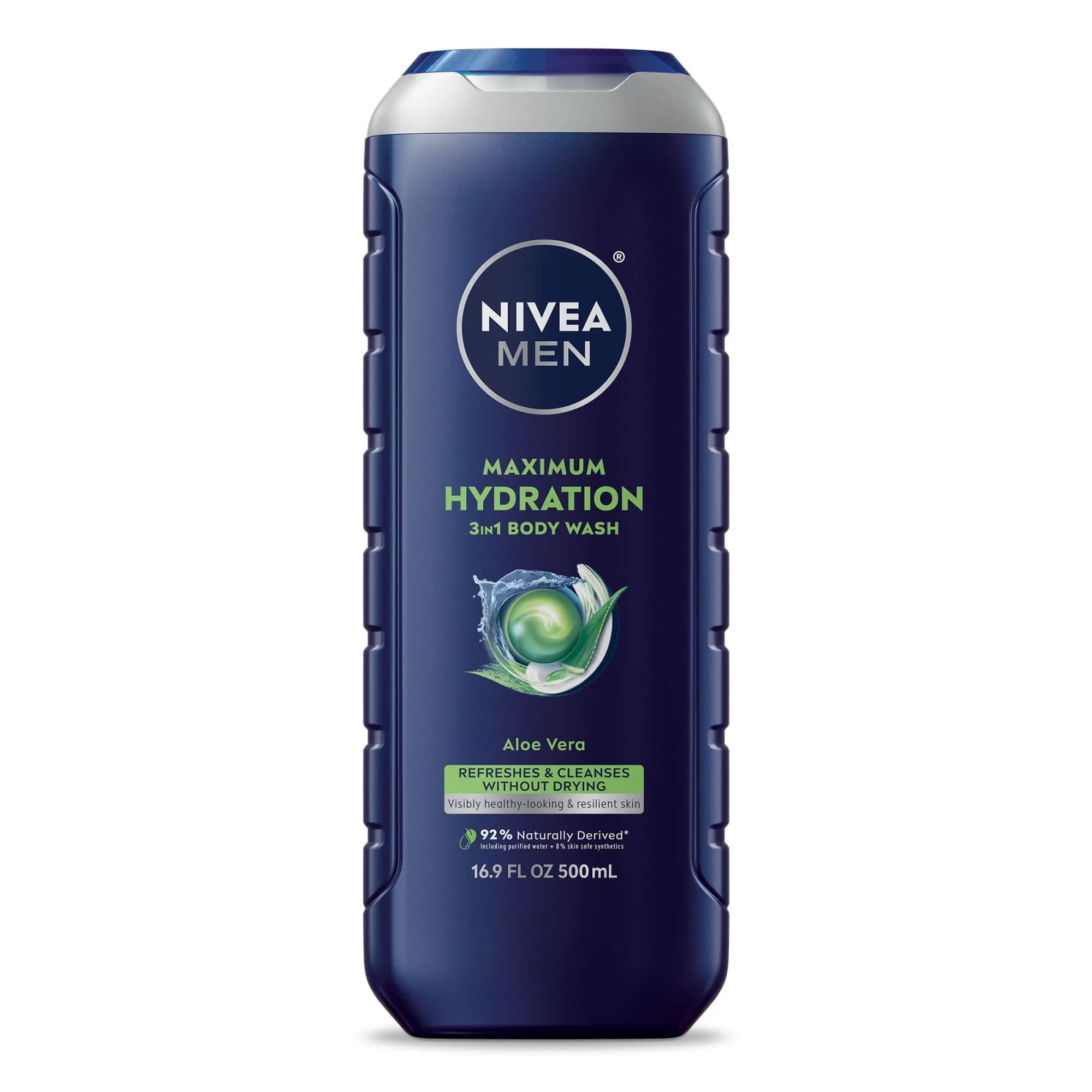 NIVEA MEN Maximum Hydration Body Wash for Dry Skin 16.9 Fl Oz | Aloe Vera Enriched, 3-in-1 Moisturizing Formula — 16.9 Fl Oz