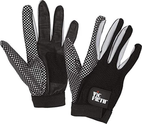 Vic Firth Drumming Glove - Medium | Black/Silver Ambidextrous Cabretta Leather & Mesh thumbnail 1