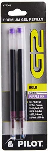 PILOT G2 Gel Ink Refills Bold Point 1 mm | Vibrant Purple, Pack of 2, Compatible with Pilot Gel Pens thumbnail 1