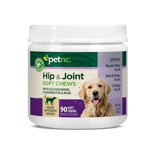 PetNC Natural Care Hip and Joint Soft Chews for Dogs, 90 Count (2.27 oz / 63 g) | Veterinarian Formulated Mobility Support thumbnail 1