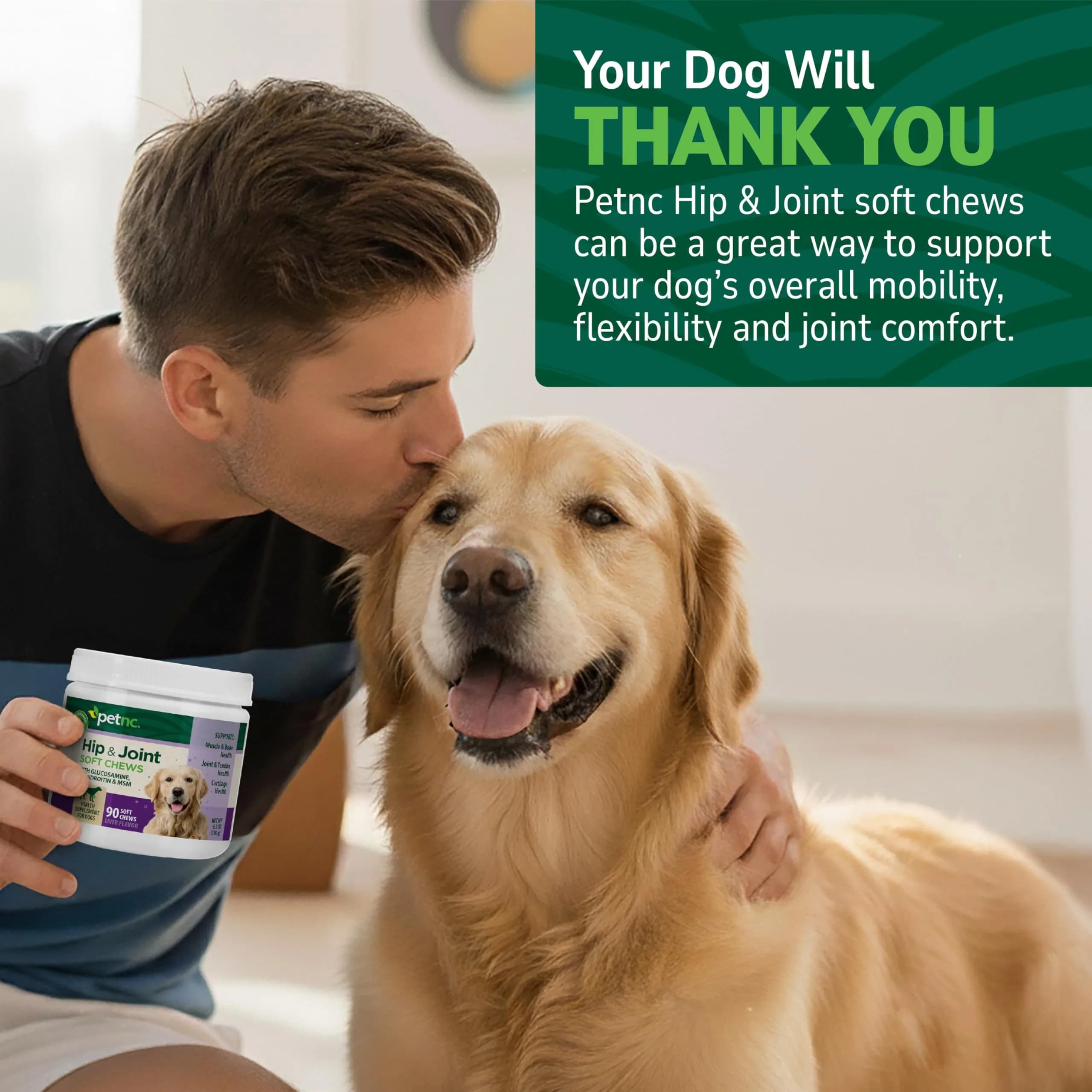 PetNC Natural Care Hip and Joint Soft Chews for Dogs, 90 Count (2.27 oz / 63 g) | Veterinarian Formulated Mobility Support - view 4