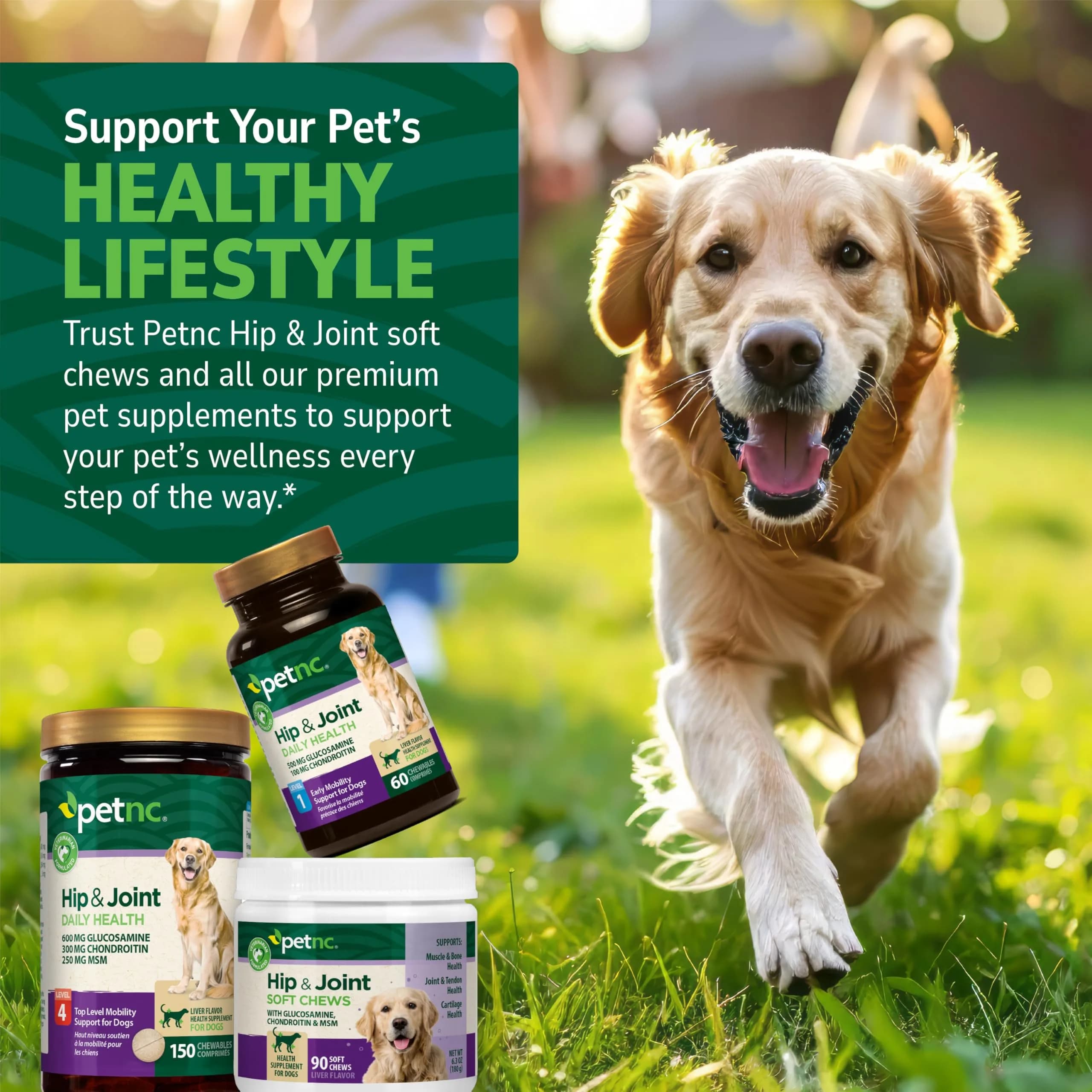 PetNC Natural Care Hip and Joint Soft Chews for Dogs, 90 Count (2.27 oz / 63 g) | Veterinarian Formulated Mobility Support - view 6