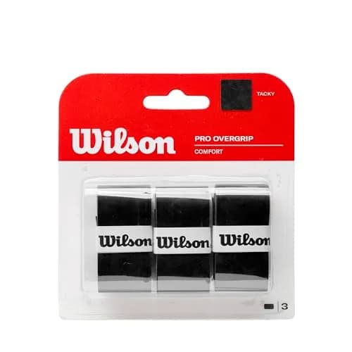 Wilson Pro Tennis Overgrip 3 Pack Black | Thin Stretchy Felt for Pro Feel thumbnail 1