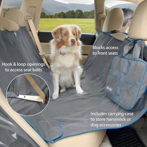 Kurgo Heather Hammock Seat Cover, Charcoal, 55" Wide | Waterproof & Stain-Resistant Car Travel Accessory thumbnail 2
