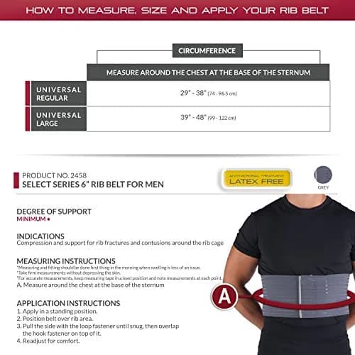 OTC Rib Belt for Men, 6-inch Elastic Chest Compression Large | Adjustable Support for Rib Fractures thumbnail 2