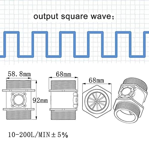 DIGITEN G2 2 inch Water Flow Hall Sensor Switch Meter Flowmeter Control 10-200L/min | Waterproof & Heat Resistant thumbnail 5
