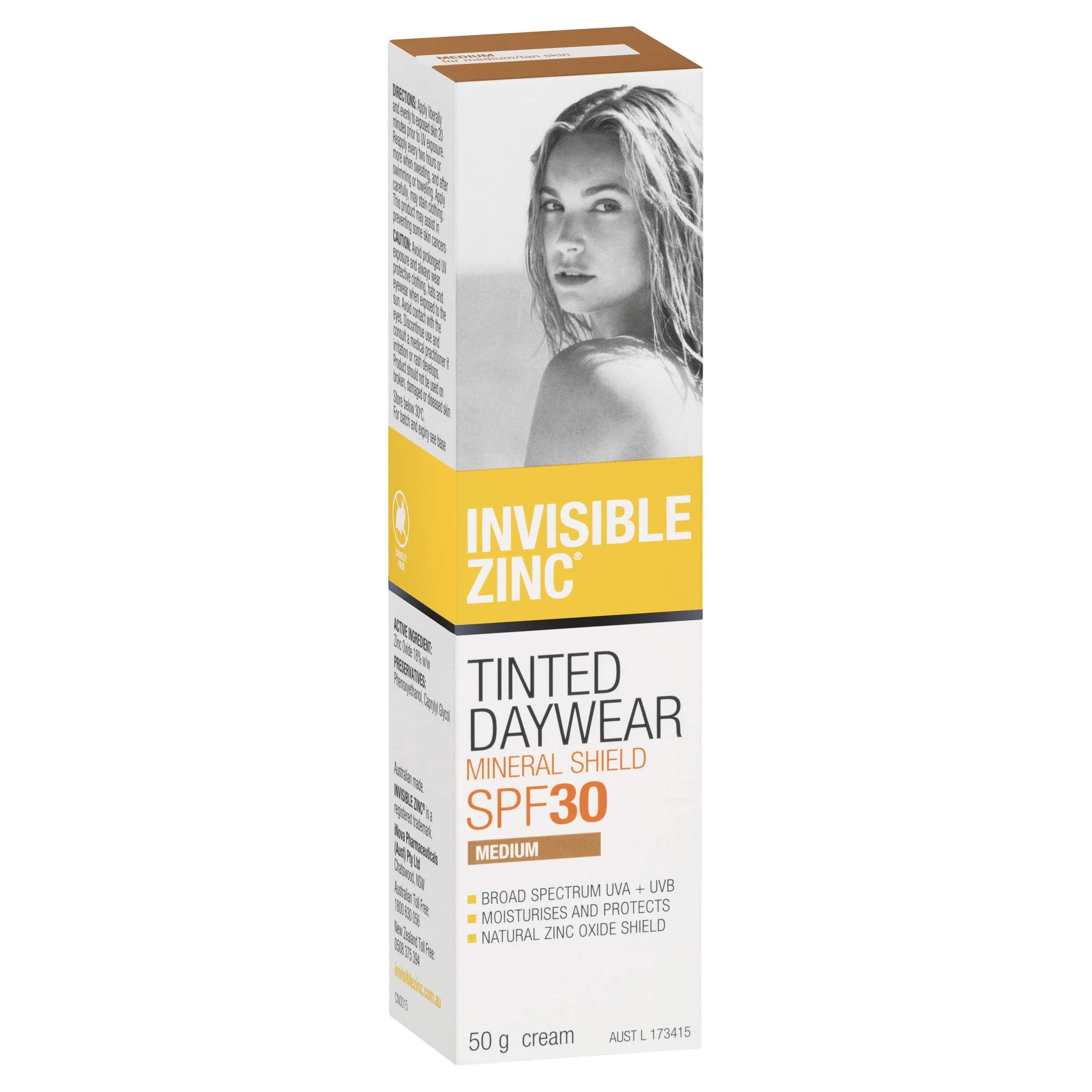 Invisible Zinc Tinted Daywear SPF 30+ 50g | Mineral Sunscreen & Sheer Foundation — 1.75 Ounce