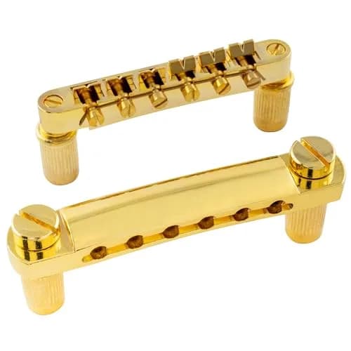 Musiclily Basic 52mm Bridge 52.5mm Tailpiece ABR-1 Tune-o-matic Set Gold | Fits Epiphone Les Paul/SG thumbnail 1