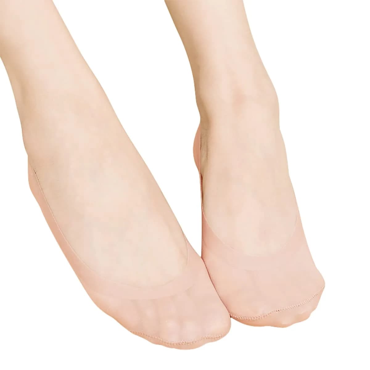 SUE&JOE Women's No Show Socks Low Cut Liner Socks Non Slip Nylon Footies (4pair Coffee) | Invisible Socks for Flats — 1pair Nude