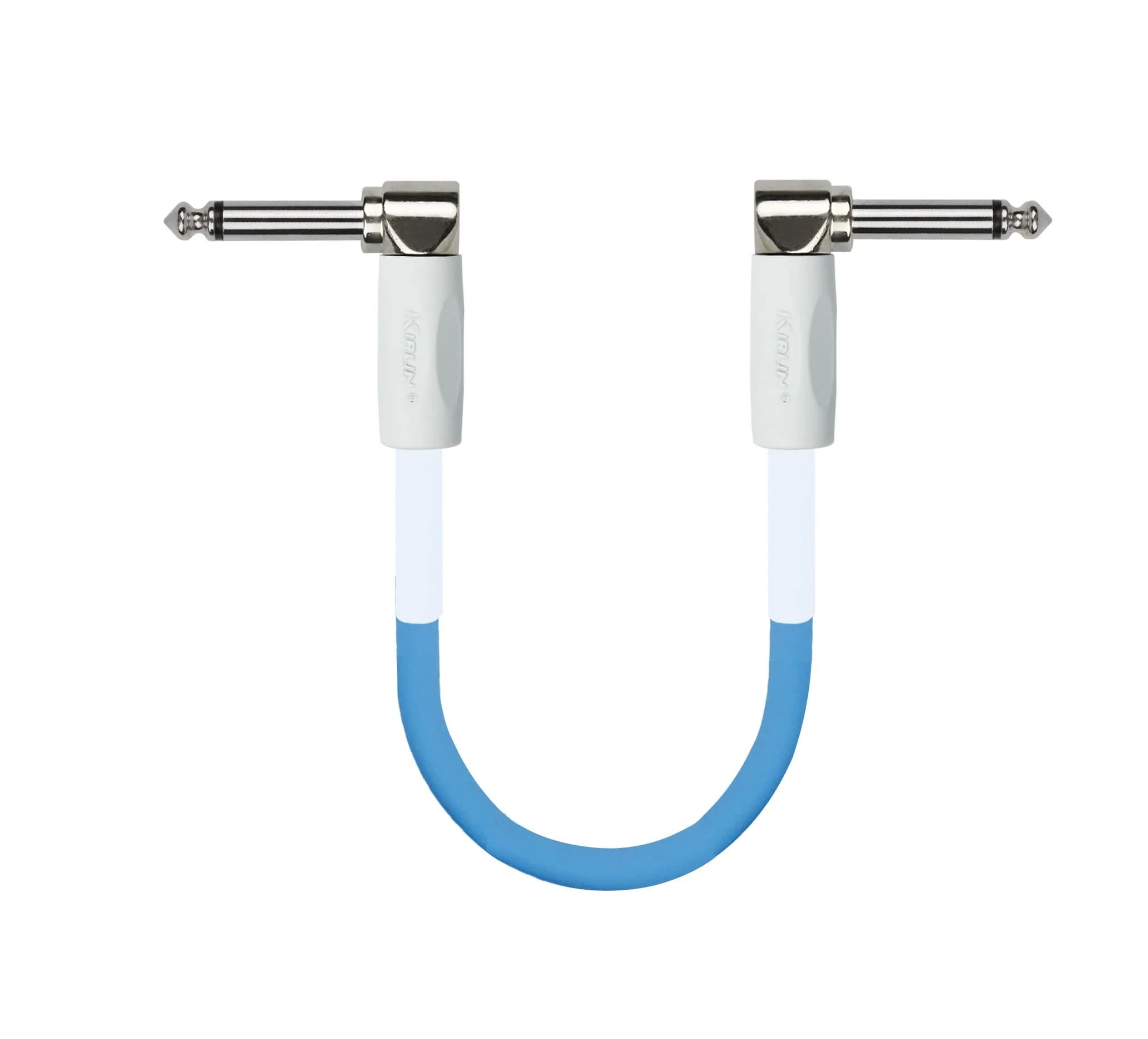 KIRLIN Blueline 6 Inch Guitar Patch Cable with Right Angle Ends | Blue PVC Jacket