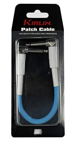 KIRLIN Blueline 6 Inch Guitar Patch Cable with Right Angle Ends | Blue PVC Jacket thumbnail 2