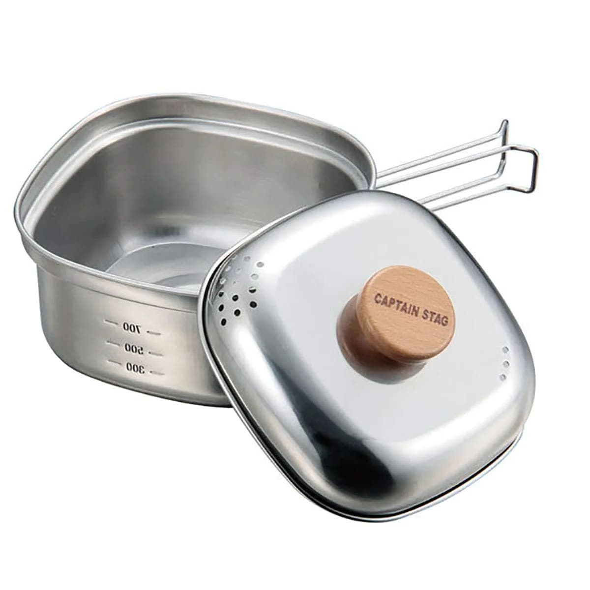 Captain Stag UH-4202 Stainless Steel Square Ramen Cooker 1.3 L | Made in Japan, Suitable for 1-2 People