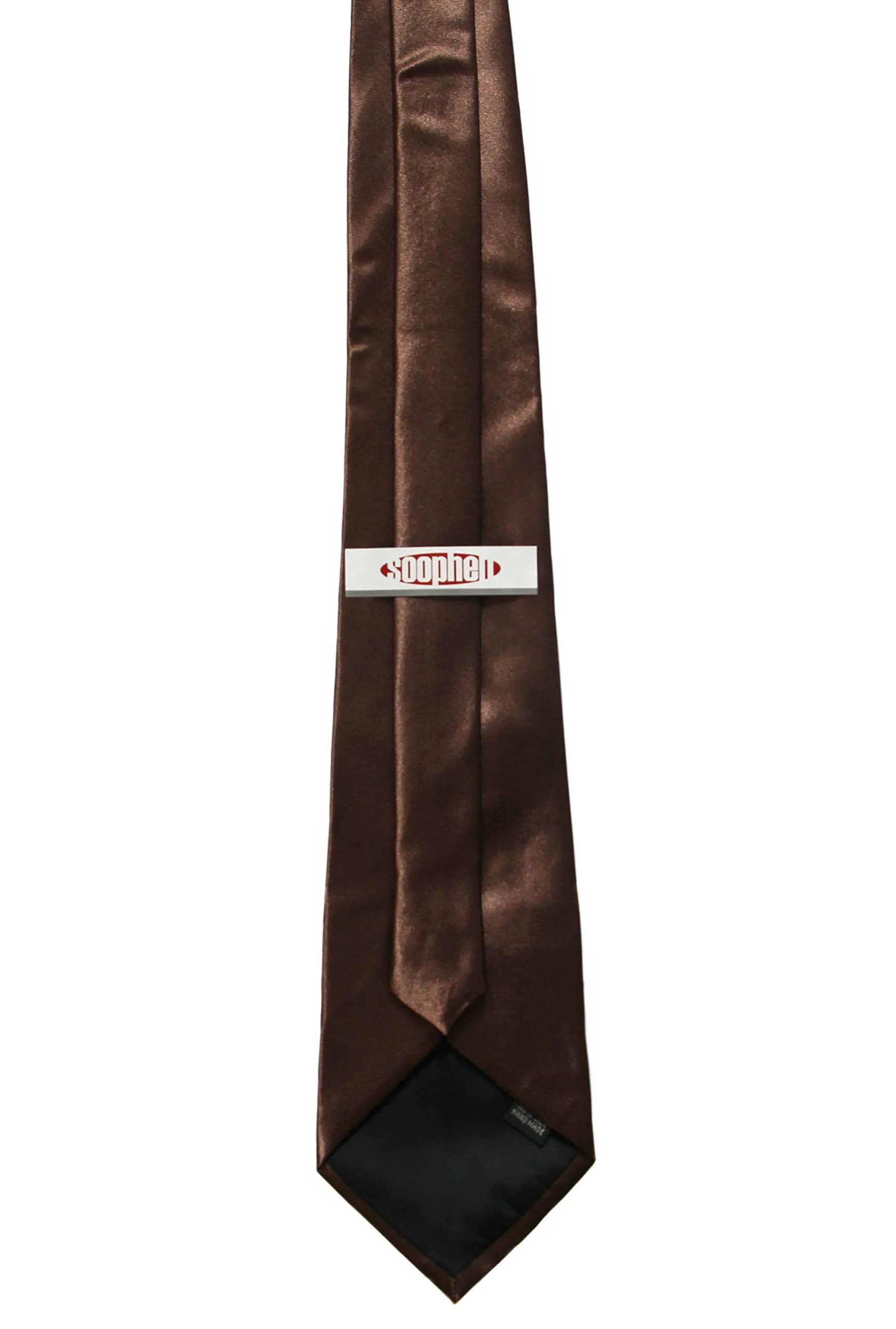 Soophen Solid Satin Necktie Brown | 9.5cm (3.75 Inches) Width - view 2