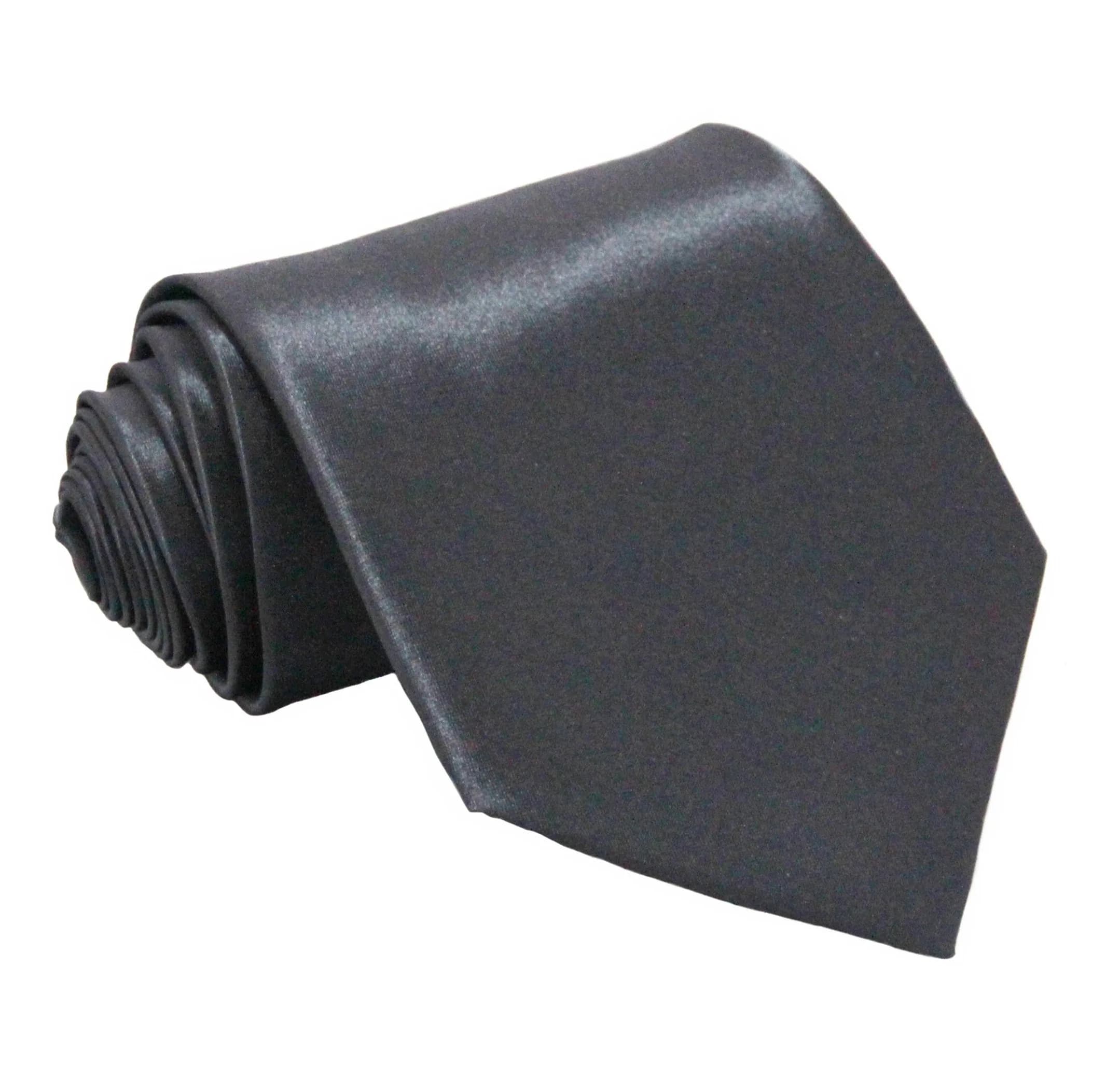 Soophen Solid Satin Necktie Dark Gray | Formal Business & Wedding Wear - main product image