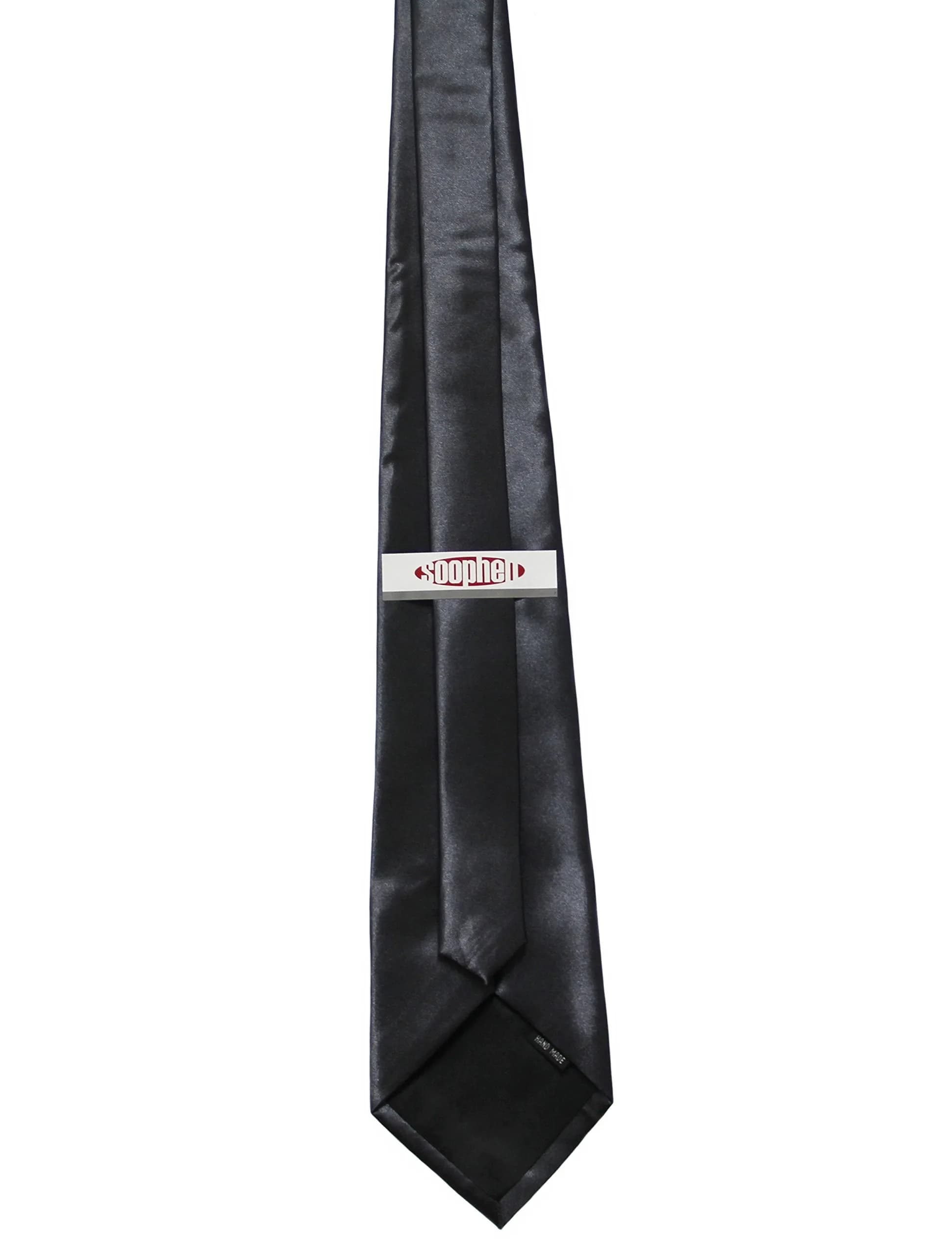 Soophen Solid Satin Necktie Dark Gray | Formal Business & Wedding Wear - view 2