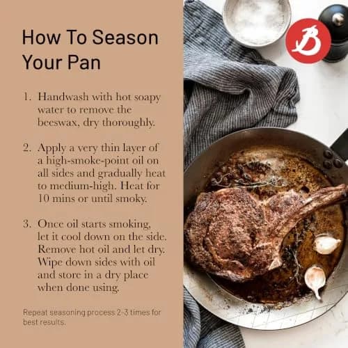 de Buyer Mineral B Carbon Steel Steak Pan - 11” Diameter | Naturally Non-Stick French Cookware thumbnail 3