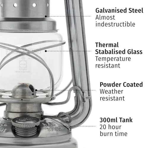Feuerhand Galvanized Storm Lantern 26 cm | Durable, Weather-Resistant Outdoor Lighting thumbnail 4