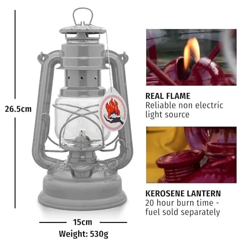 Feuerhand Galvanized Storm Lantern 26 cm | Durable, Weather-Resistant Outdoor Lighting thumbnail 6