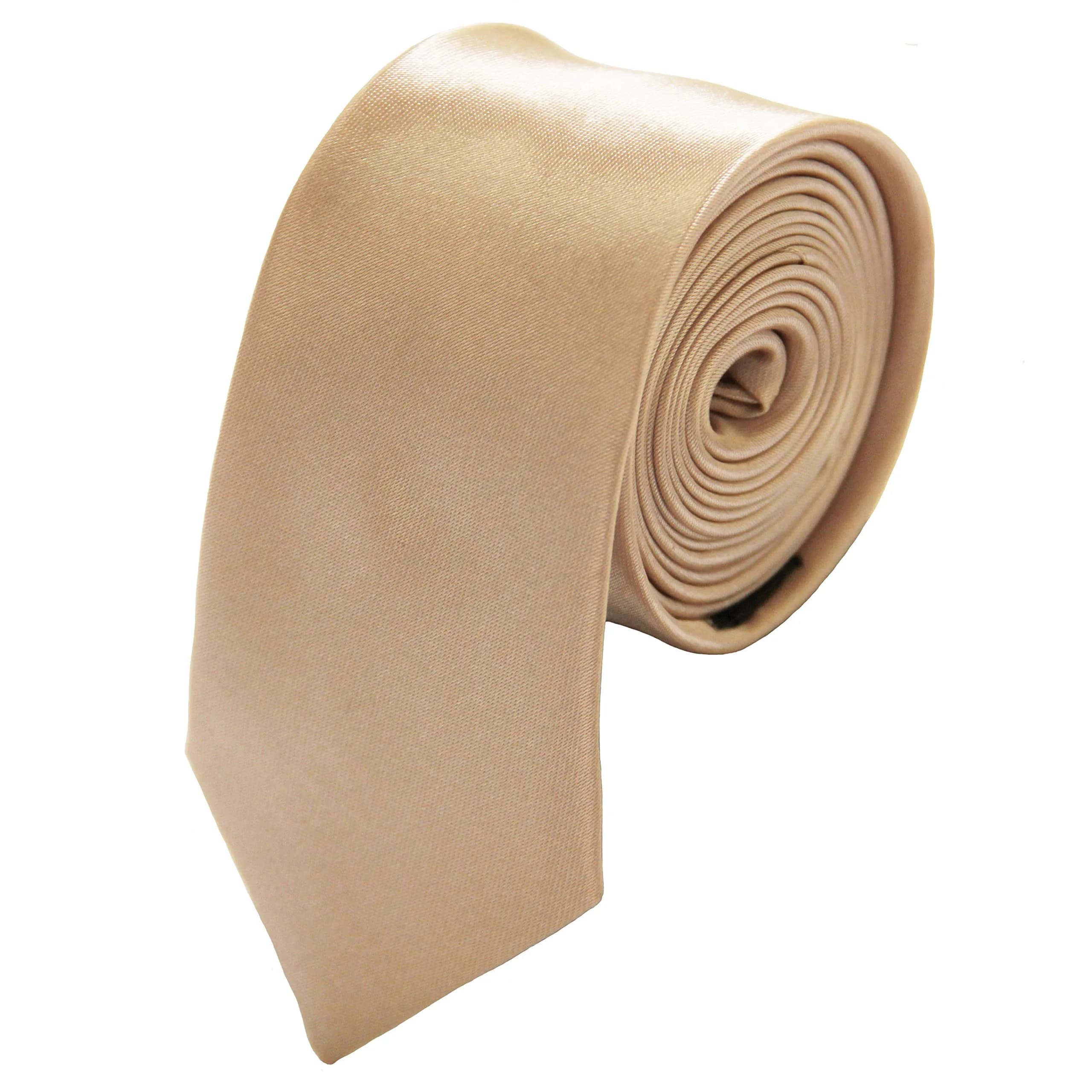 Soophen Solid Color Skinny Tie 2" Light Yellow | Formal & Versatile Accessory (70-120 chars) — 06.light Champagne