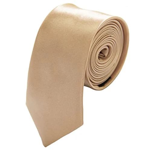 Soophen Mens Solid Color Skinny Tie 57in Light Champagne | Formal & Casual Wear thumbnail 1