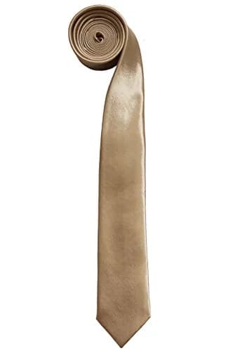 Soophen Mens Solid Color Skinny Tie 57in Light Champagne | Formal & Casual Wear thumbnail 2