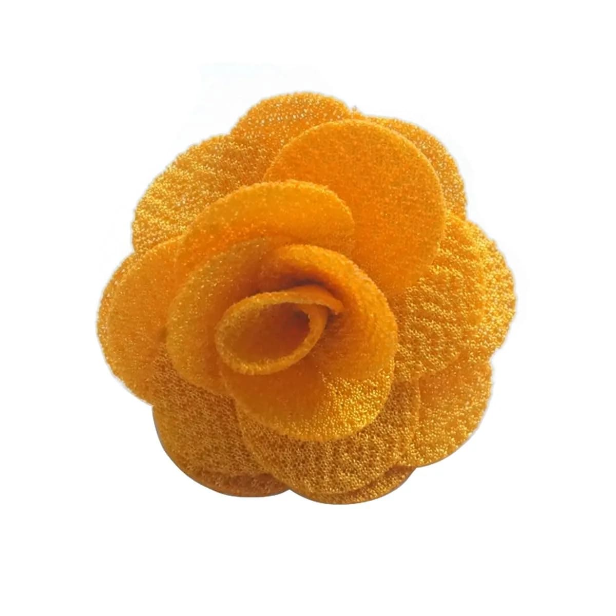 Hansicod Men's Lapel Flower Handmade Boutonniere Pin for Suit (Black) | 4cm Satin Brooch for Formal & Casual Wear — Yellow