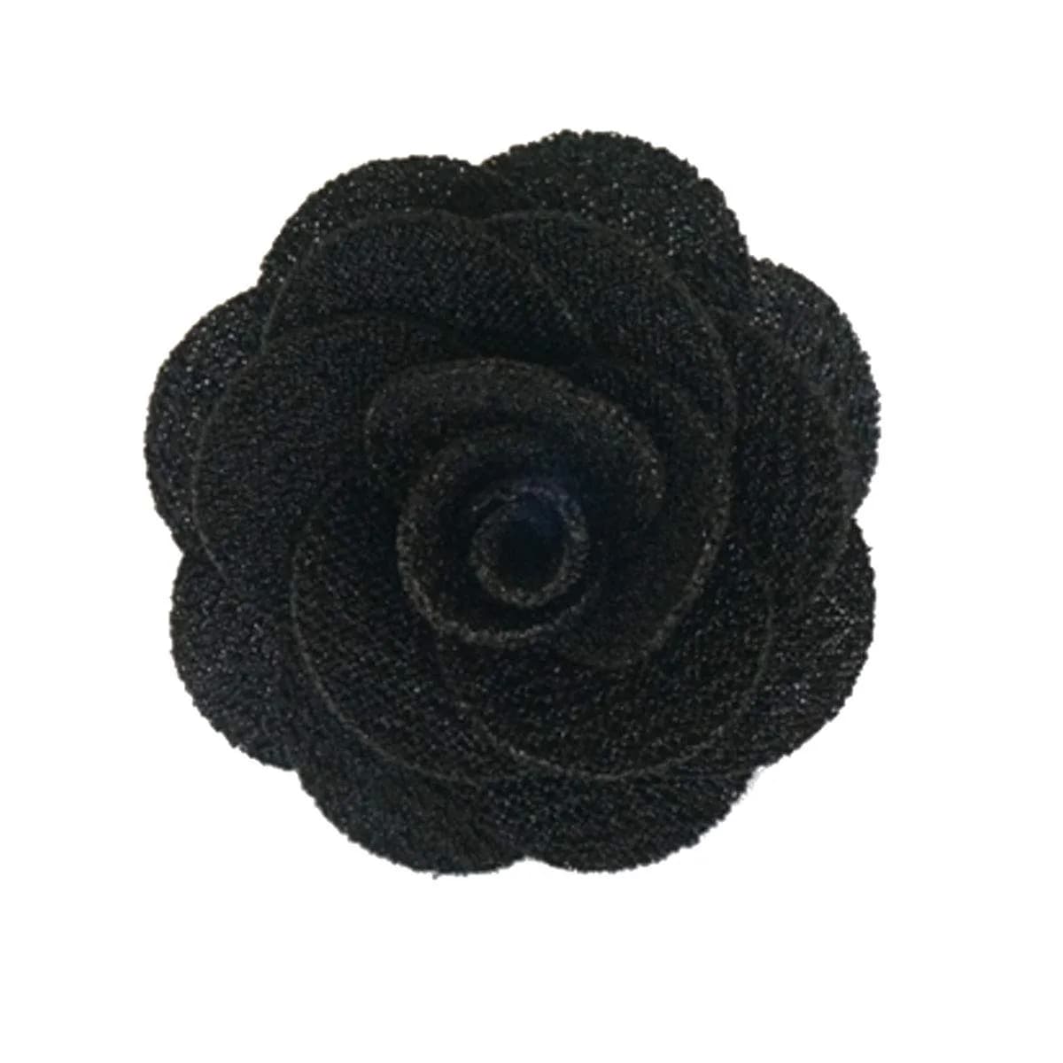 Hansicod Men's Lapel Flower Handmade Boutonniere Pin for Suit (Black) | 4cm Satin Brooch for Formal & Casual Wear