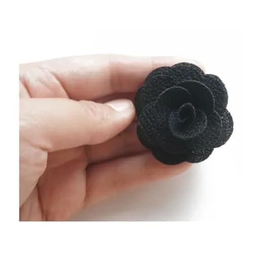 Hansicod Men's Lapel Flower Handmade Boutonniere Pin for Suit (Black) | 4cm Satin Brooch for Formal & Casual Wear thumbnail 5