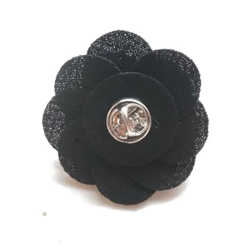 Hansicod Men's Lapel Flower Handmade Boutonniere Pin for Suit (Black) | 4cm Satin Brooch for Formal & Casual Wear thumbnail 2