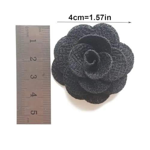 Hansicod Men's Lapel Flower Handmade Boutonniere Pin for Suit (Black) | 4cm Satin Brooch for Formal & Casual Wear thumbnail 3