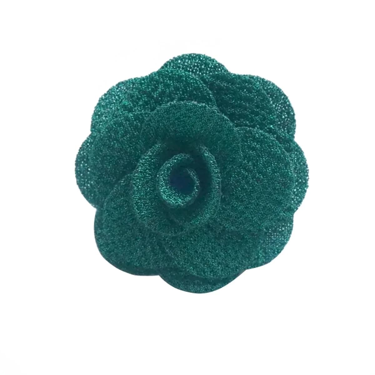 Hansicod Men's Lapel Flower Handmade Boutonniere Pin for Suit (Black) | 4cm Satin Brooch for Formal & Casual Wear — Blackish Green