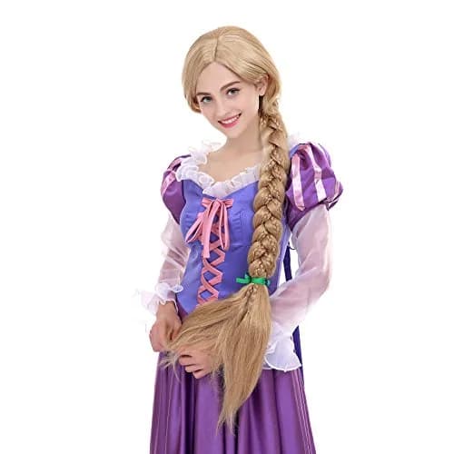 Angelaicos 47 Inch Blonde Braided Costume Wig with 10 Flowers | Cosplay & Costume Party Ready thumbnail 6