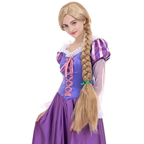 Angelaicos 47 Inch Blonde Braided Costume Wig with 10 Flowers | Cosplay & Costume Party Ready thumbnail 7