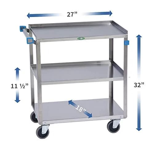 Lakeside 422 Stainless Steel Utility Cart 3 Shelves 500 lb Capacity Fully Assembled thumbnail 3