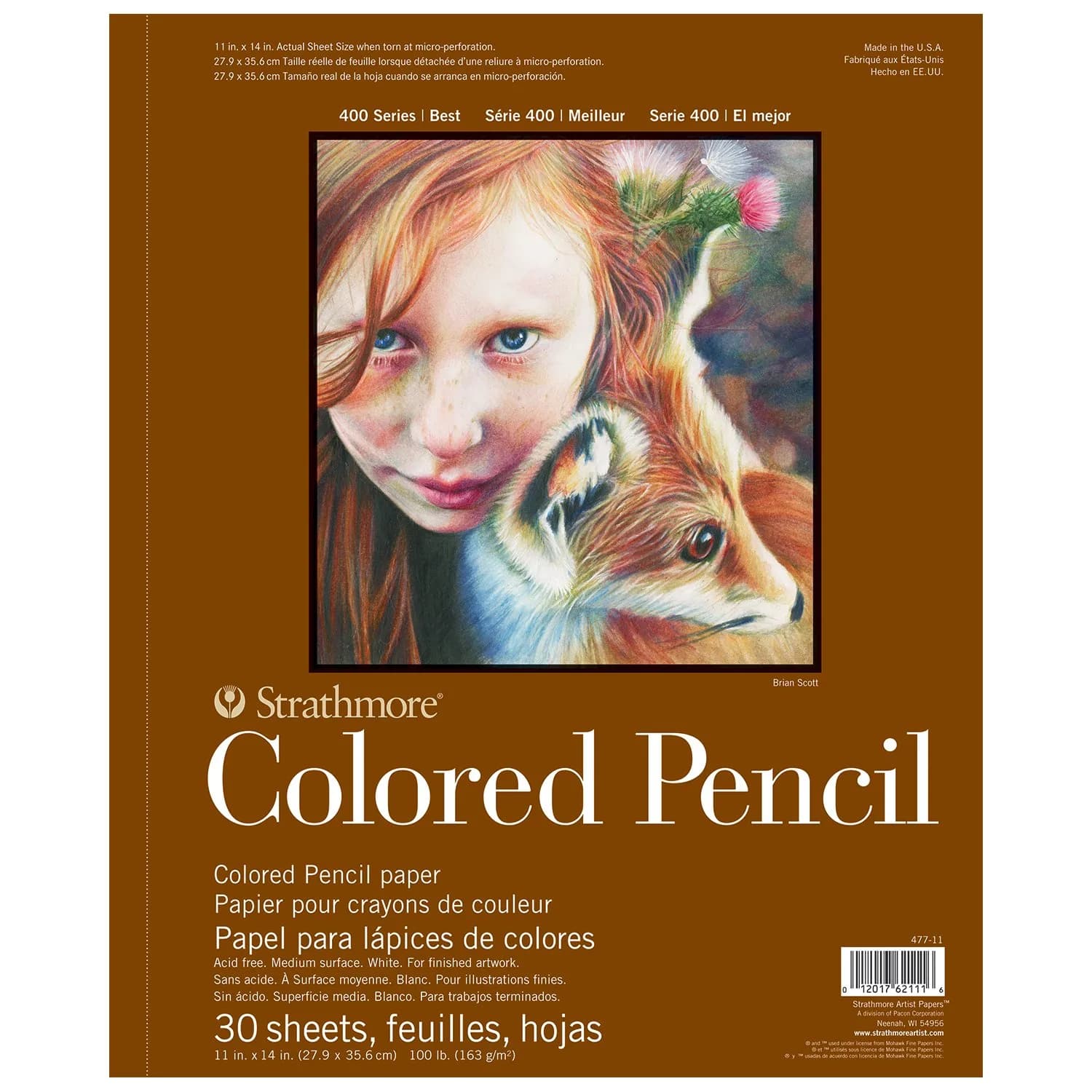 Strathmore 400 Series Wire Bound Colored Pencil Pad, 11 x 14 inches | 30 Sheets, Medium Tooth, White Paper — 11x14