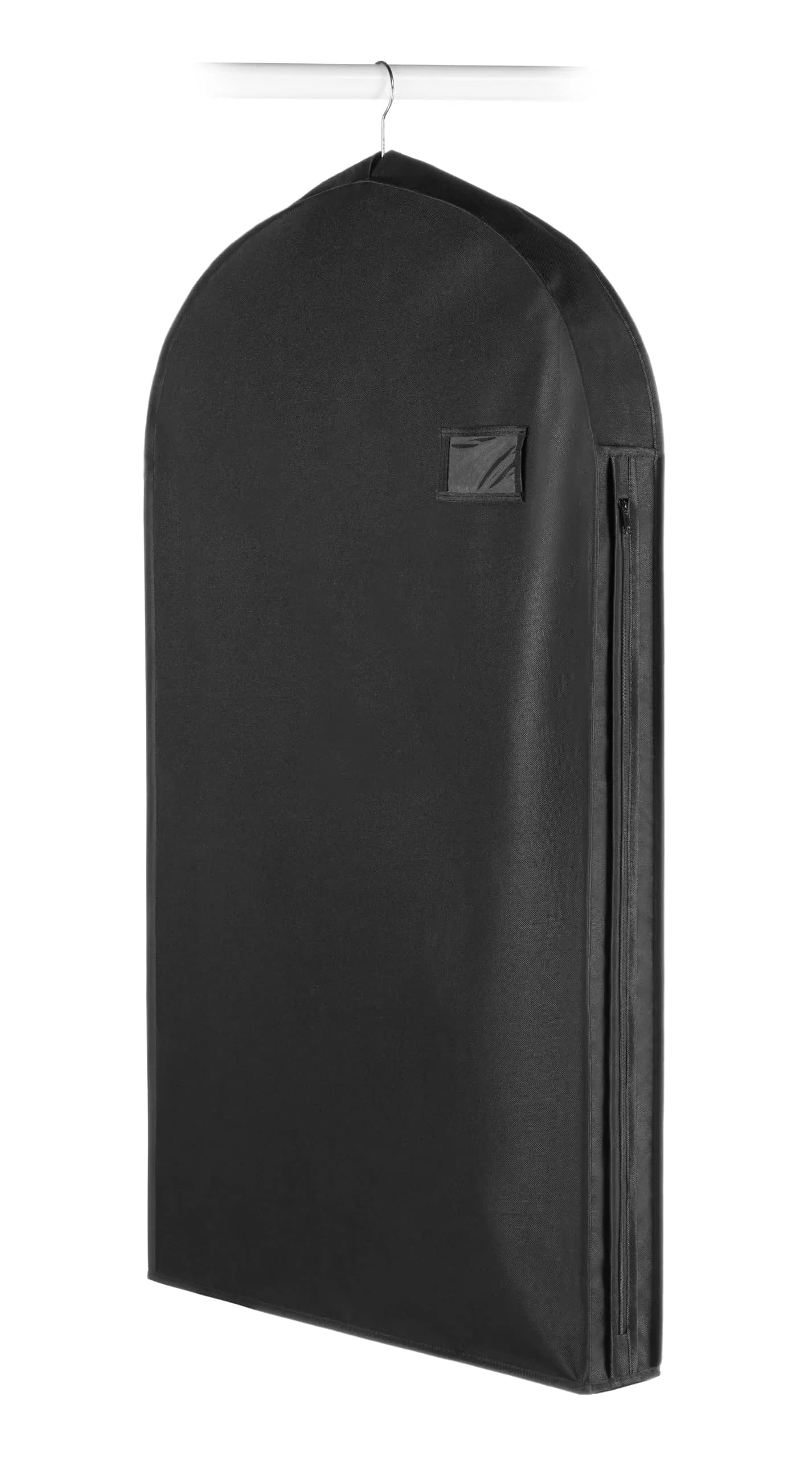Whitmor Deluxe Suit Garment Bag, 38" Heavy Duty 3" Gusset, 1 Pack Black | Water-Repellent Polyester for Travel & Storage