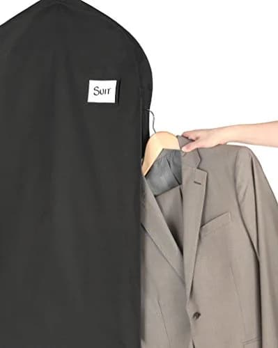 Whitmor Deluxe Suit Garment Bag, 38" Heavy Duty 3" Gusset, 1 Pack Black | Water-Repellent Polyester for Travel & Storage thumbnail 3