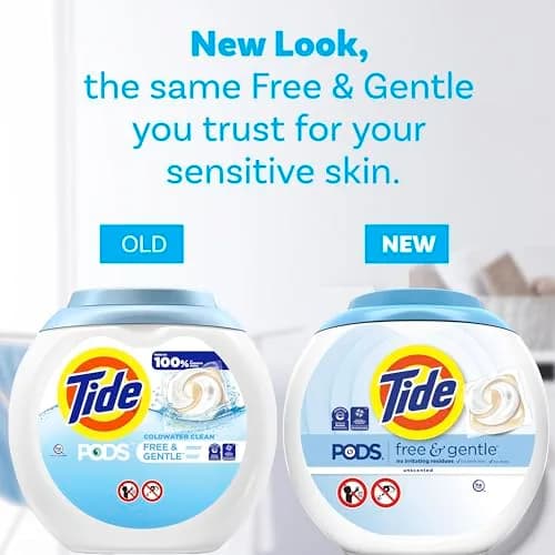 Tide PODS Free & Gentle Laundry Detergent Pacs, 81 Count (1.9kg / 4.25lb) | Hypoallergenic & Dye-Free Formula thumbnail 6