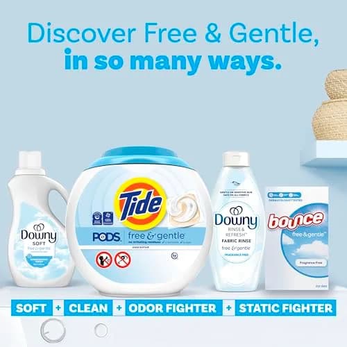 Tide PODS Free & Gentle Laundry Detergent Pacs, 81 Count (1.9kg / 4.25lb) | Hypoallergenic & Dye-Free Formula thumbnail 8