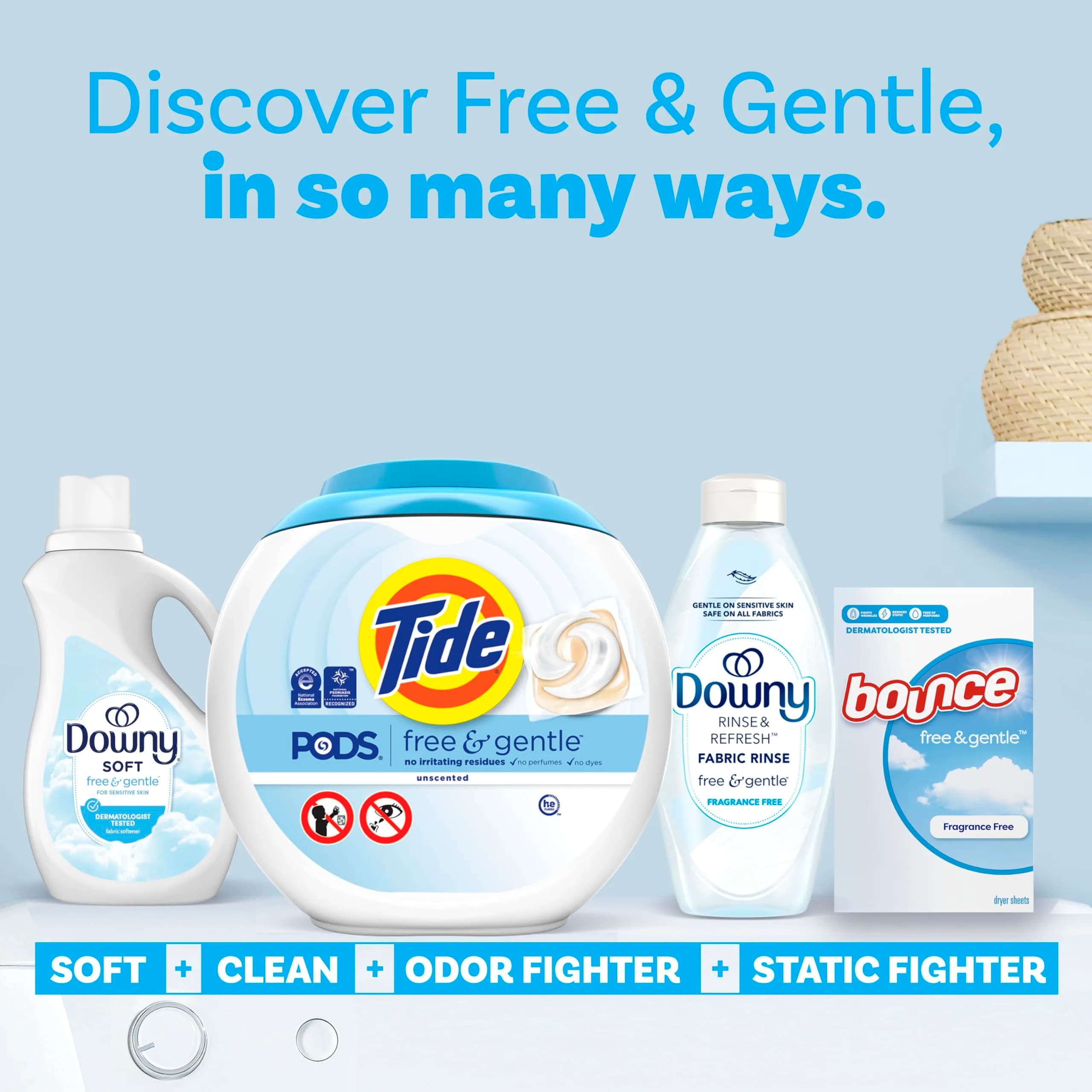 Tide PODS Free & Gentle Laundry Detergent Pacs, 81 Count | Hypoallergenic & Dye-Free Formula - view 8