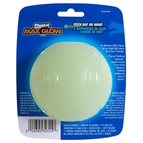 Chuckit! Max Glow Bouncy Ball XL 3.5in (8.9cm) | Glows for 30 Min After 5 Min Charge thumbnail 2