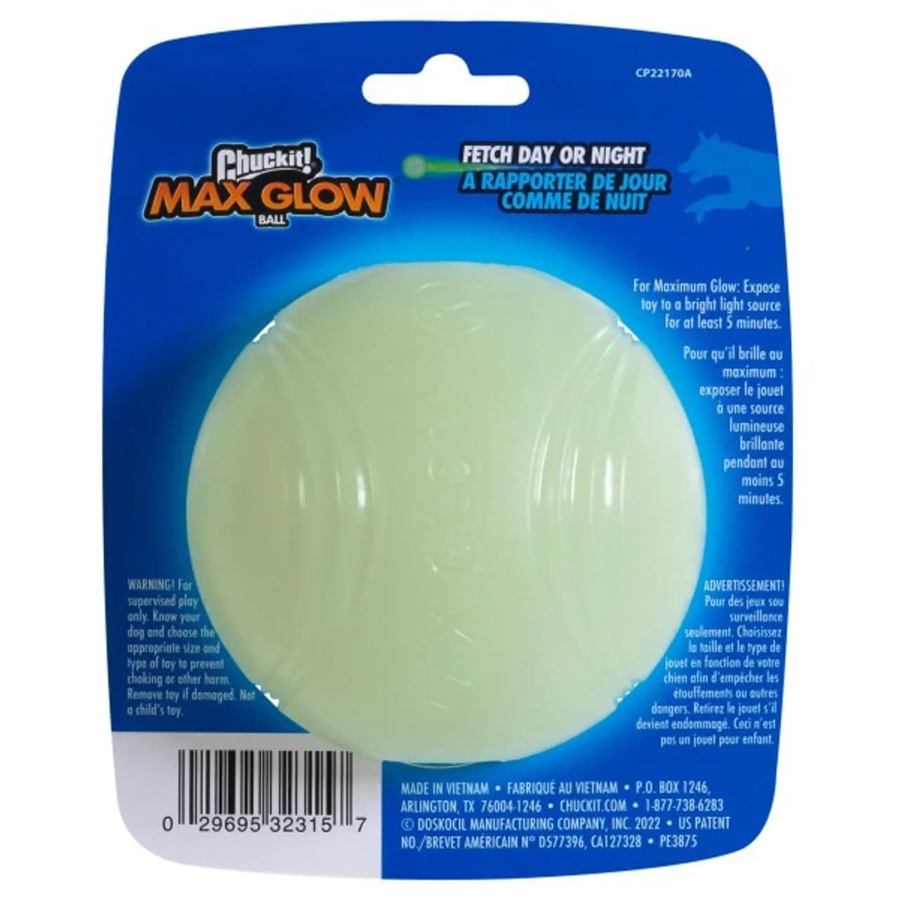 Chuckit! Max Glow Bouncy Ball XL 3.5in (8.9cm) | Glows for 30 Min After 5 Min Charge - view 2