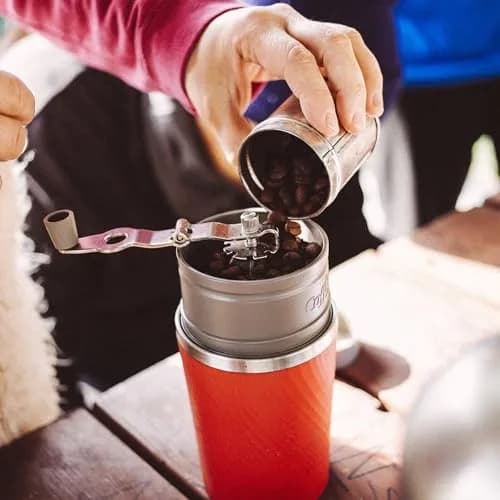 Cafflano Klassic All-in-1 Pour Over Coffee Maker with Grinder, Kettle, Filter & Tumbler | Red, 450ml (15.2 Fl Oz) thumbnail 2