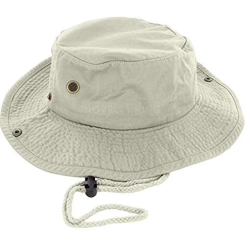 DealStock Cotton Boonie Fishing Bucket Hat with String Khaki S/M | Summer Outdoor Sun Protection thumbnail 1