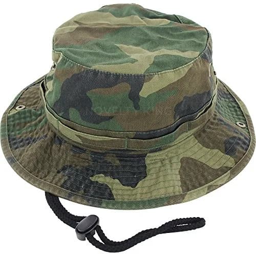 DealStock 100% Cotton Boonie Fishing Bucket Hat with String, Woodland Camo, Large/X-Large thumbnail 1