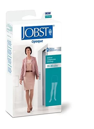JOBST Opaque Thigh High with Silicone Dot Top Band 20-30 mmHg | Elegant Gradient Compression Stockings Small Honey thumbnail 2