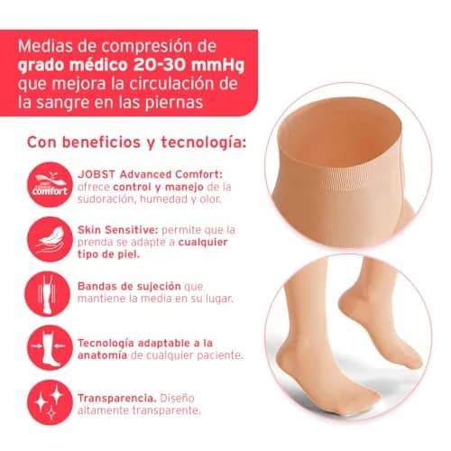 JOBST UltraSheer Waist-High Compression Stockings for Women - Large, Natural | 20-30 mmHg Support thumbnail 3